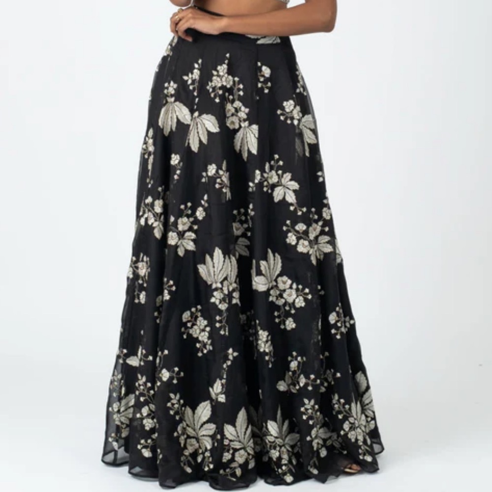 Black Floryn Lehenga Skirt from The Saree Room, XL